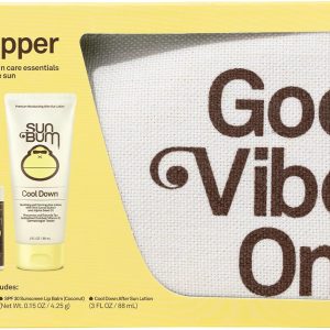 Sun Bum Travel Sun Care Pack - Moisturizing Sunscreen, Lip Balm & Cool Down Lotion. Hawaii 104 Reef Compliant, Broad Spectrum UVA/UVB Protection.